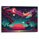 CELESTIAL CANVAS Original Canvas - Fusion of nightfall and twilight with a red sun, exclusively at Koh Chang Art Studio.