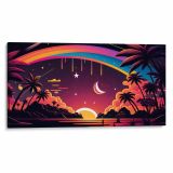 TROPIC STARSCAPE Original Canvas - Pop-art sunset and otherworldly tropical dreamscape, perfect for modern interiors.