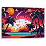 TWILIGHT TERRACE Canvas - Exclusive artwork of a surreal coastal sunset scene.