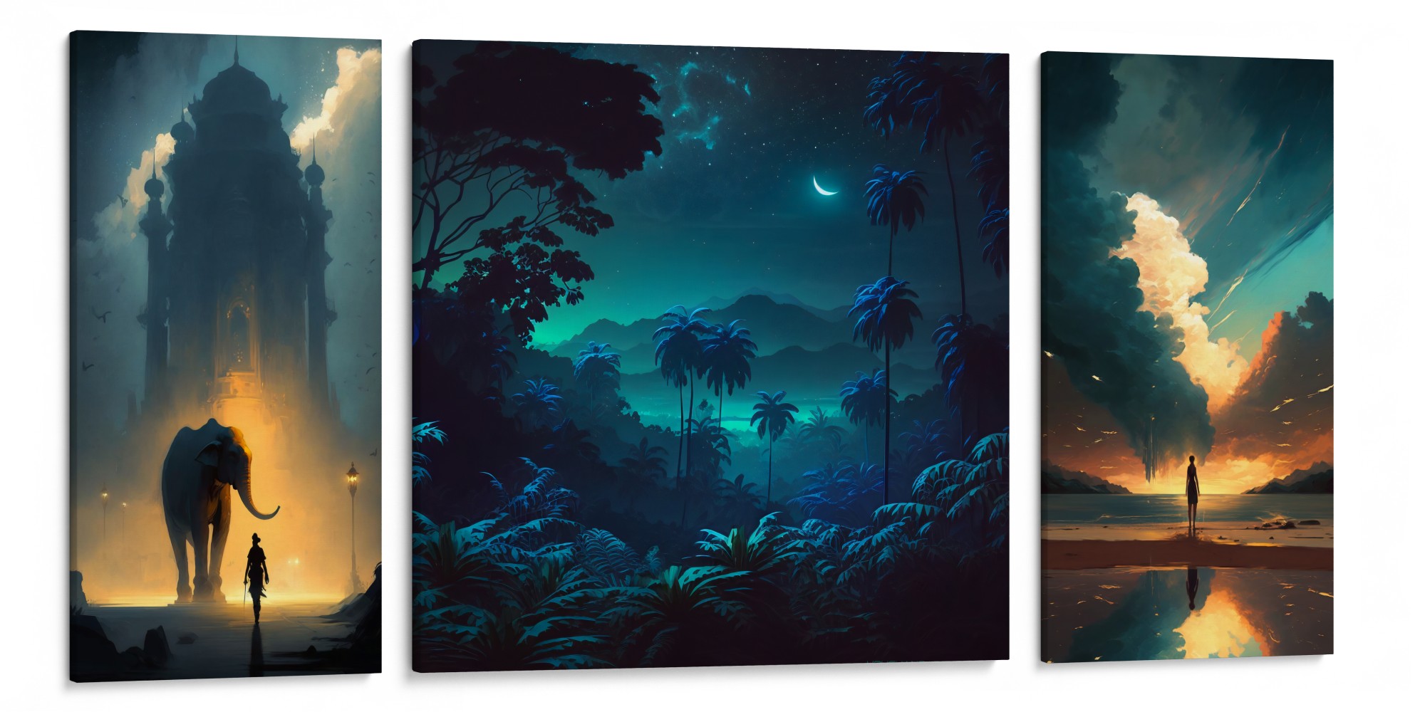 SILENT SIDERA Canvas Trio - Exclusive artwork capturing nature’s grandeur.