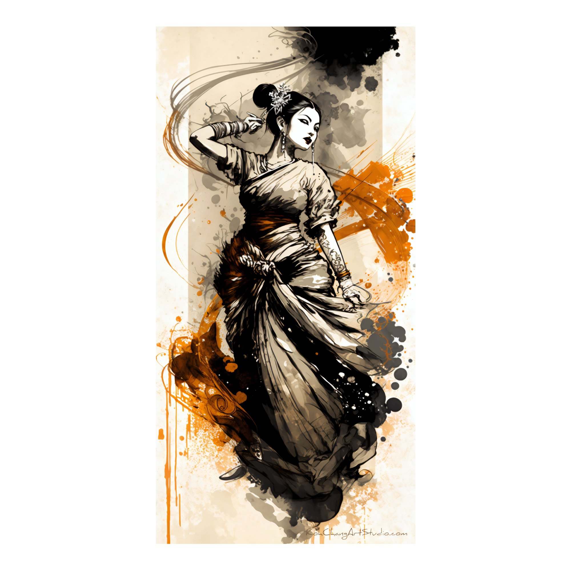 CHAIYADEE Art Design - Traditional Thai dancer lost in hypnotic thoughts and movement.