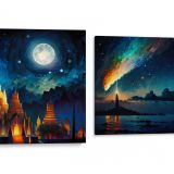 SKY PASSAGE Canvas Trio - Ancient works under the vast sky, limited edition from Koh Chang Art Studio.