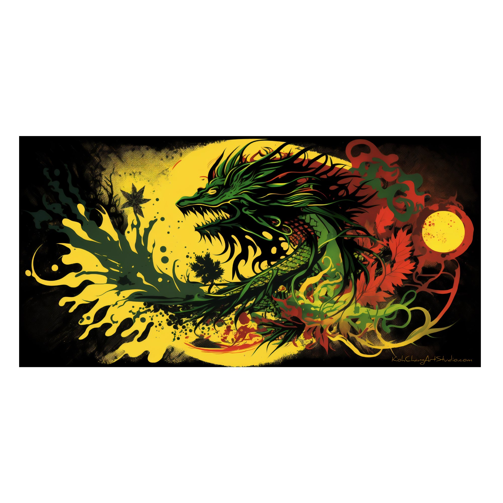 WYRM’S WHISPER Artistic Representation - Dragon drenched in hues, whispering tales and secrets of the herb.