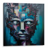 DATA LEAK Exclusive Canvas - A blend of machine precision and human sentiment, available at Koh Chang Art Studio.