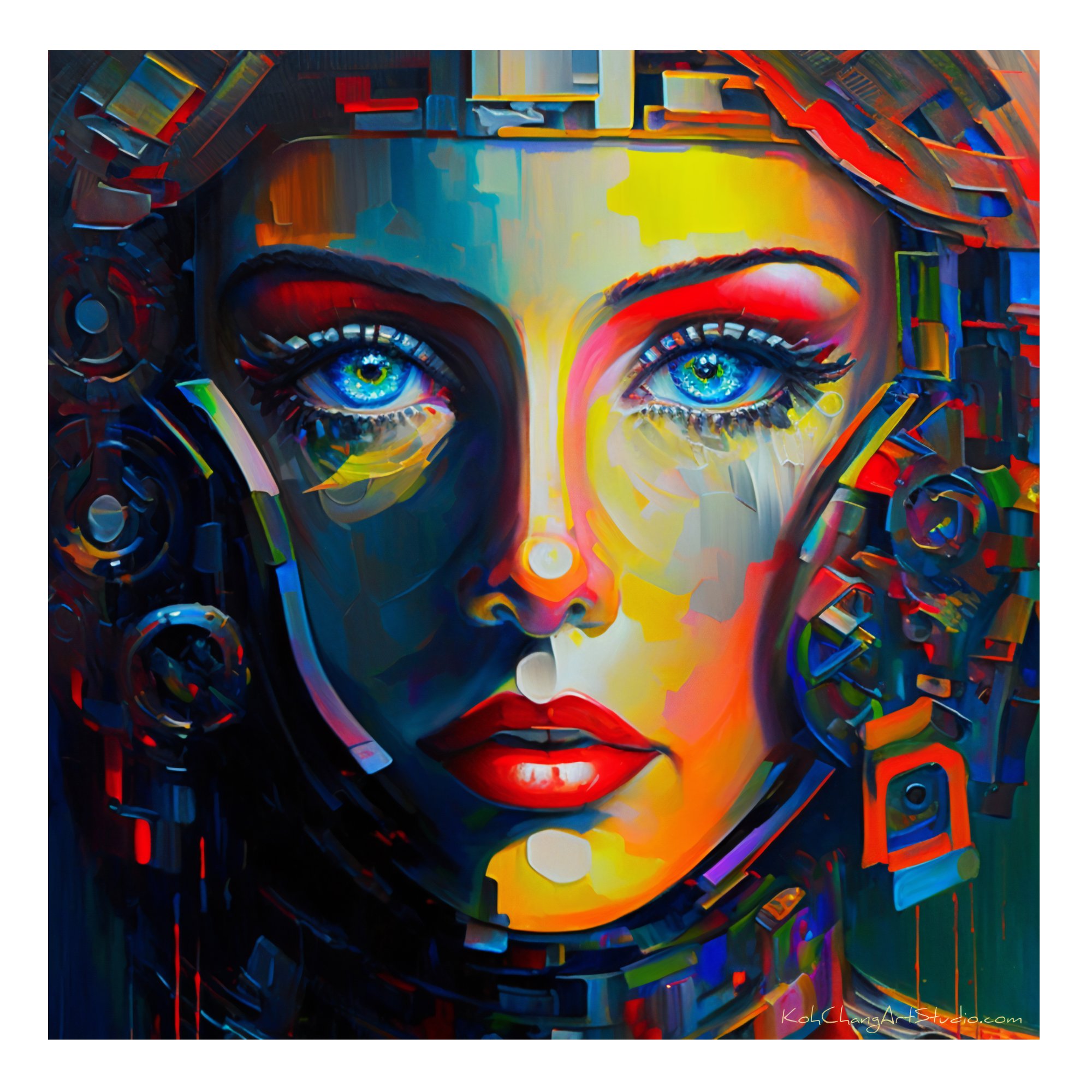 SELF 236 Artistic Portrait - Deep blue-green eyes echoing epochs, a blend of future and past.