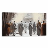 MONASTIC MIGRATION Art Piece - Multitude of monks on a sacred path, a tale of devotion and age-old rituals.