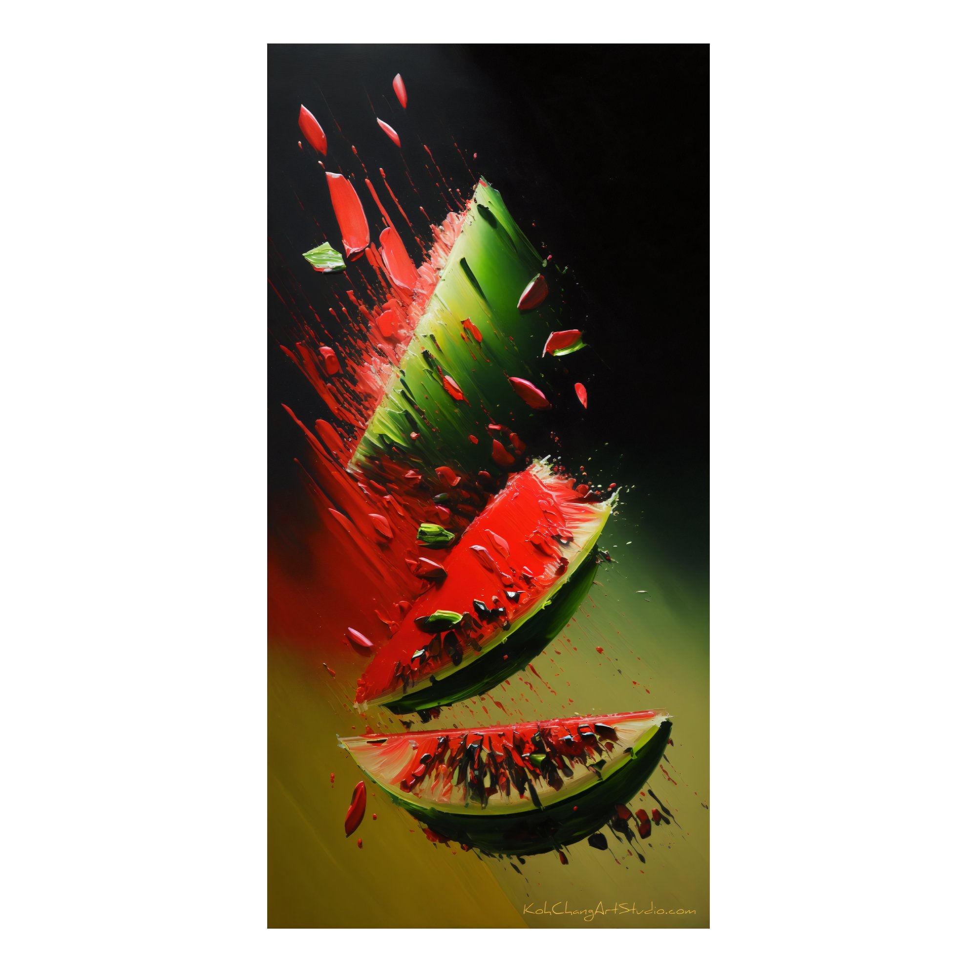 MELON MEDLEY Design - Varied painting styles of watermelon slices, capturing the essence of summer's juiciness.
