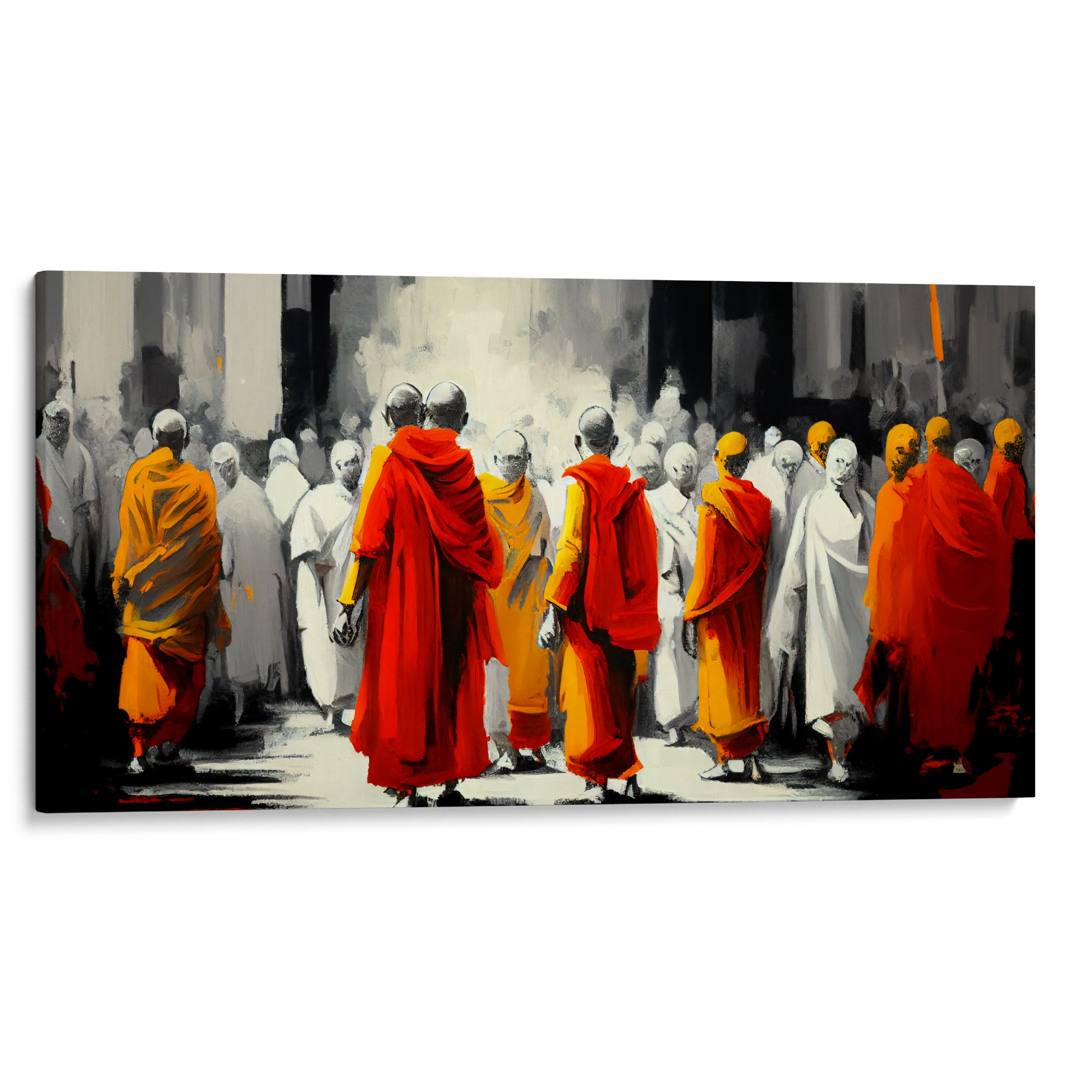 SILENCE SPEAKS Canvas - Monks sharing moments, a symbol of community and shared purpose.